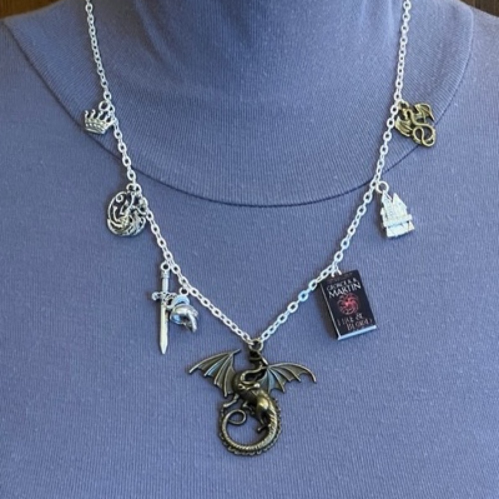 Fire & Blood George Martin Handmade Literature Book Necklace House of the Dragon